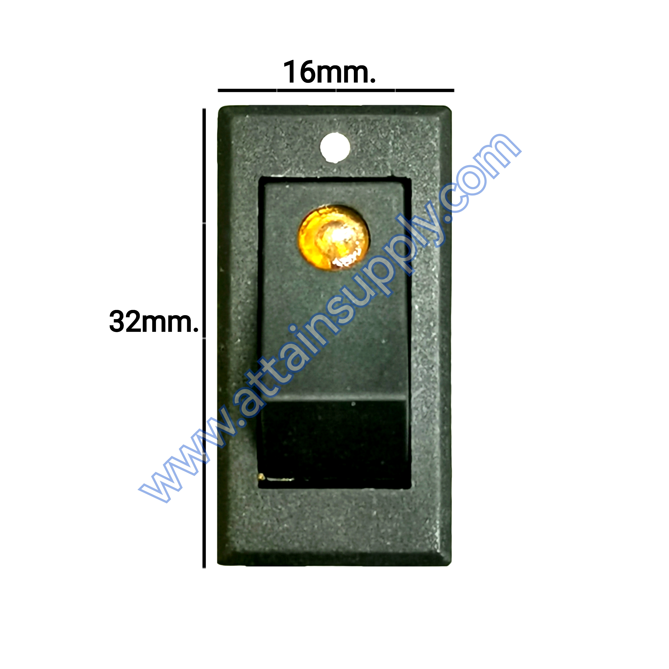 สวิทช์ ไฟจุด-เหลี่ยมบาง 12V./3ขา มีไฟ-สีเหลือง