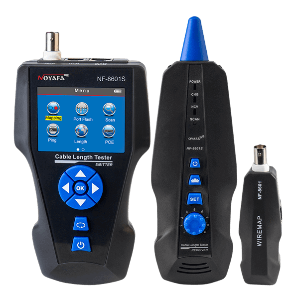 NOYAFA NF-8601S เครื่องทดสอบสายเคเบิลเครือข่าย Multifunction TDR วัดความยาว/PoE/PING/พอร์ตแรงดันไฟฟ้า/Wiremap Tracker