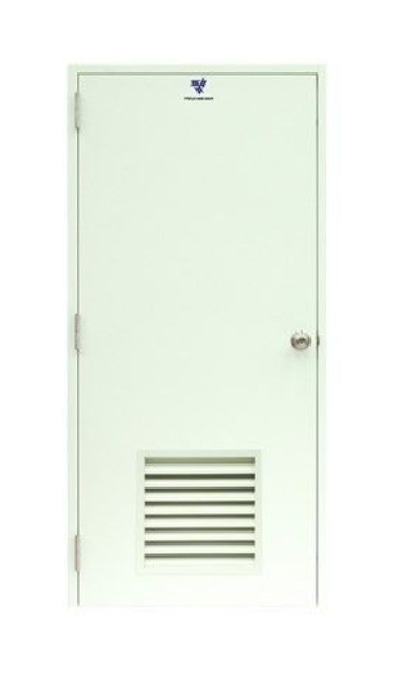 TP5 ประตูเหล็กเจาะช่องเกร็ดครึ่งล่าง (Steel Door With Louver/Bottom of Door) ขาว