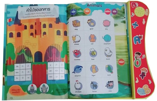 สมุดเสียงสองภาษา ไทย-อังกฤษแถมฟรีเกมส์ตลับเรียงเลข1-12