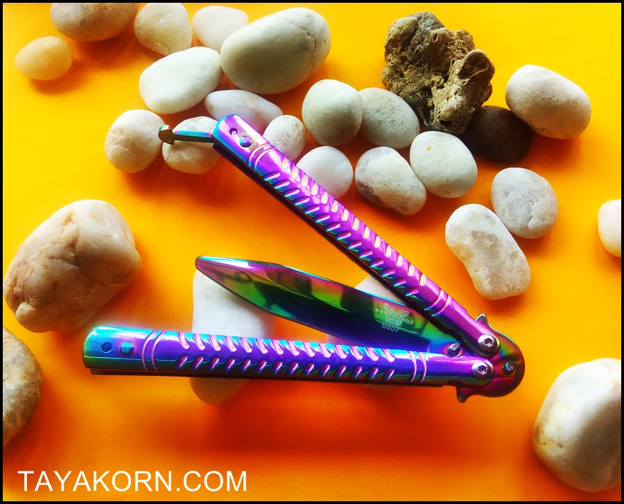มีดซ้อมควง บาลีซองมิชิลินเรนโบว์ Mishilin Rainbow Balisong Trainer TKBS-MR6TR