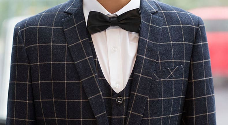 สูท,ชุดสูทเจ้าบ่าว,สูทผู้ชาย ลายสก๊อตเทาเข้ม พร้อมส่ง M (3ชิ้น)