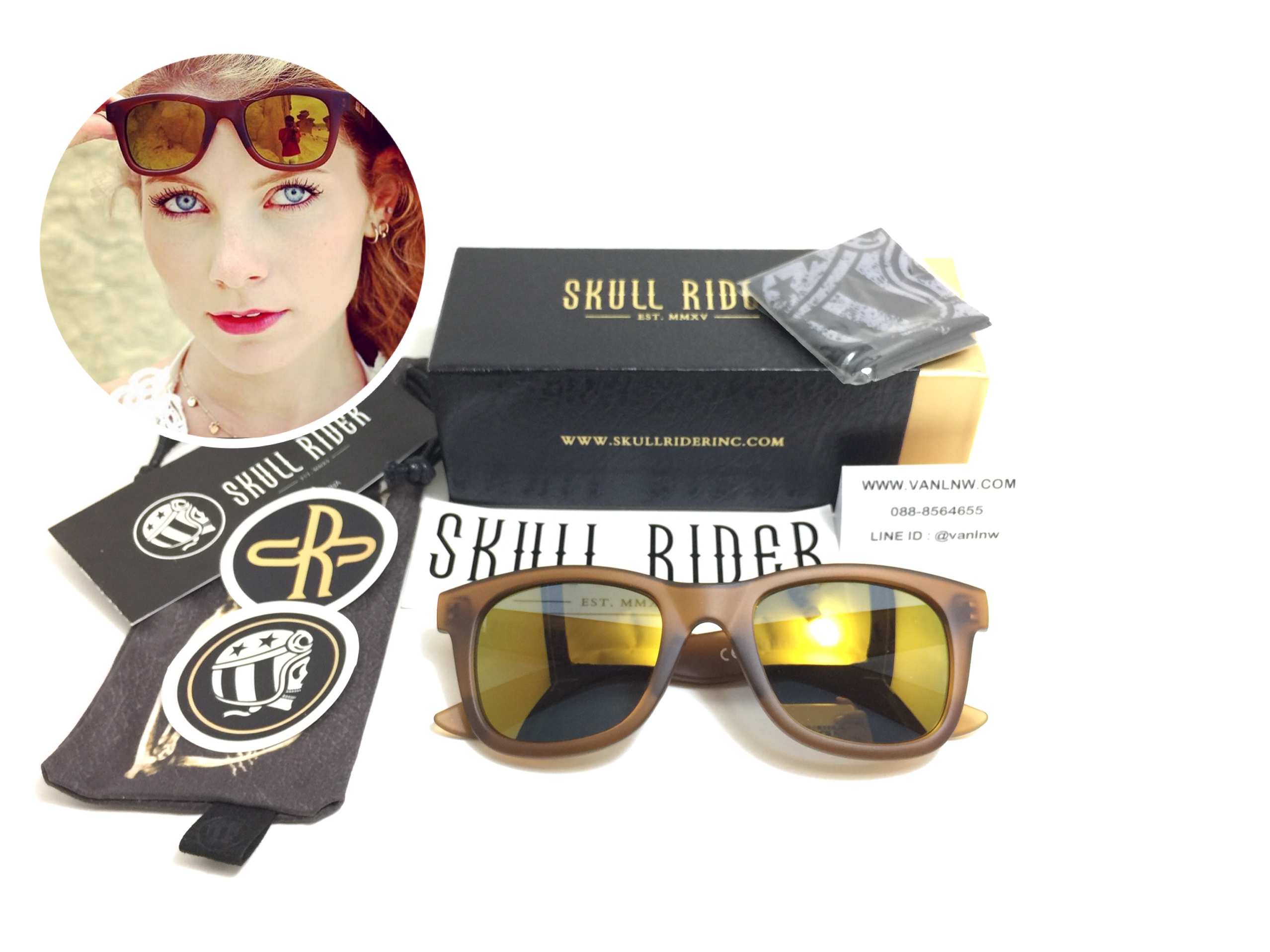 แว่นกันแดด SKULL RIDER รุ่น Matt Camel Gold <Skull-04>