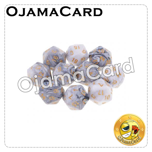 20MM 20 Sided Dice Block — Opaque : White Gray「1 Dice」