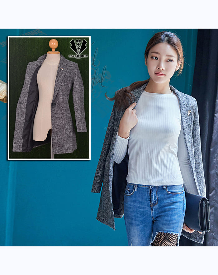 สูทผู้หญิง มีน้ำหนัก กระเป๋าหน้า พร้อมส่ง 2XL*แถมเข็มกลัด