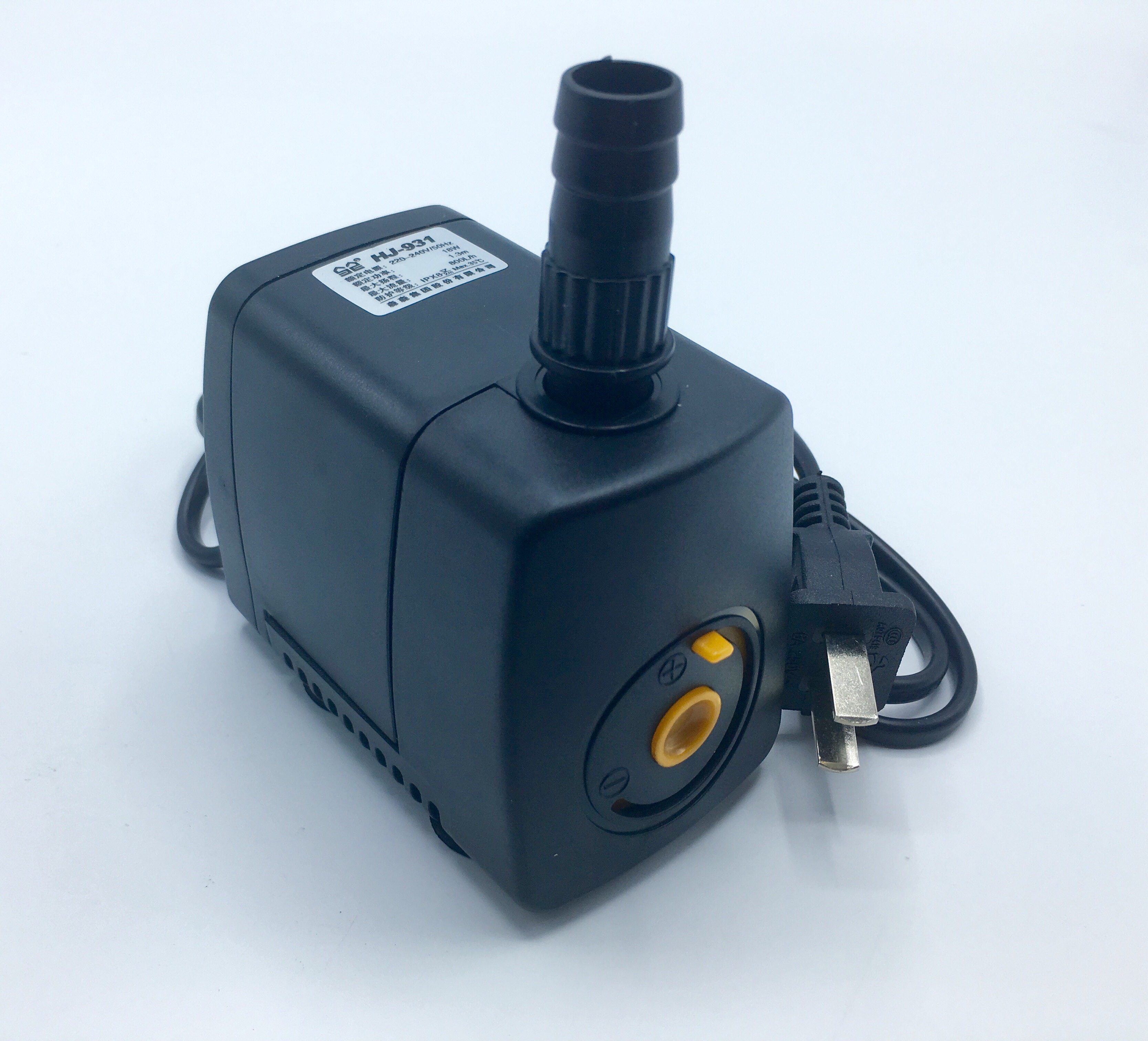 06-HJ-931-220V ปั๊มน้ำแบบแช่ แบบจุ่ม ปั๊มตู้ปลา บ่อปลา ปั๊มดูดปุ๋ย ปั๊มน้ำพุ AC220V อัตรา 800 ลิตร/ชม.รุ่น HJ-931 SKU-448