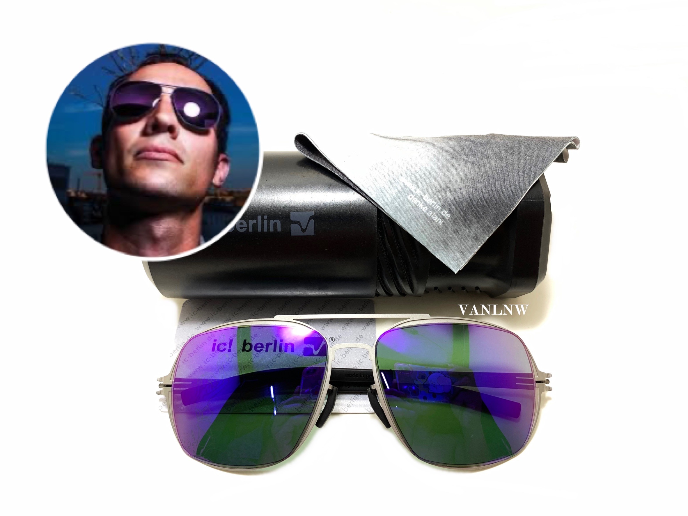 แว่นกันแดด ic berlin model stas formation pearl limited edition ขนาด 58-17-140 mm. (ปรอทม่วง)