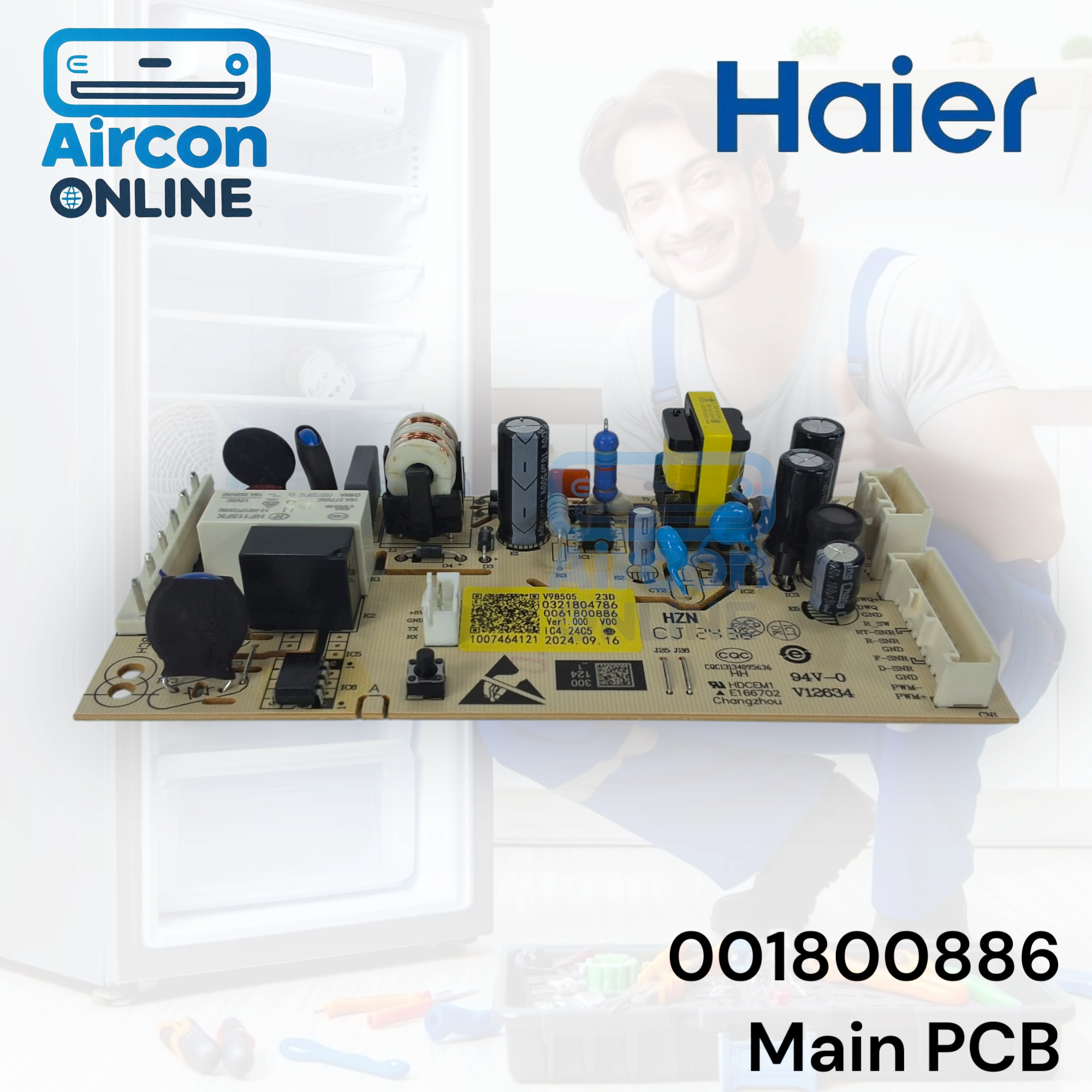 Main PCB ตู้เย็น Haier รหัส 001800886 สำหรับรุ่น HRF-185MN, RHT-199OLFI ของแท้ ใหม่ มือ 1