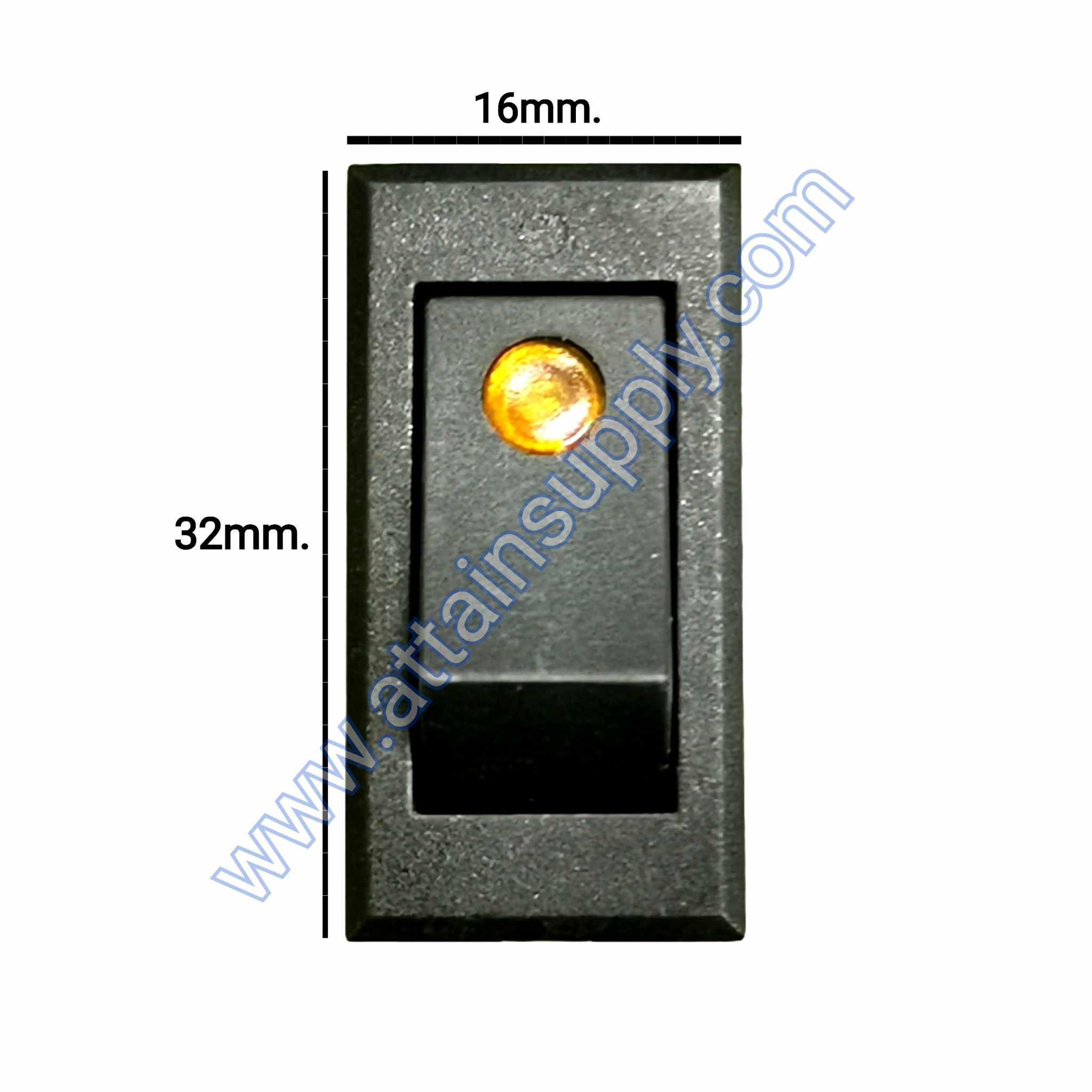 สวิทช์ ไฟจุด-เหลี่ยมบาง 24V./3ขา มีไฟ-สีเหลือง