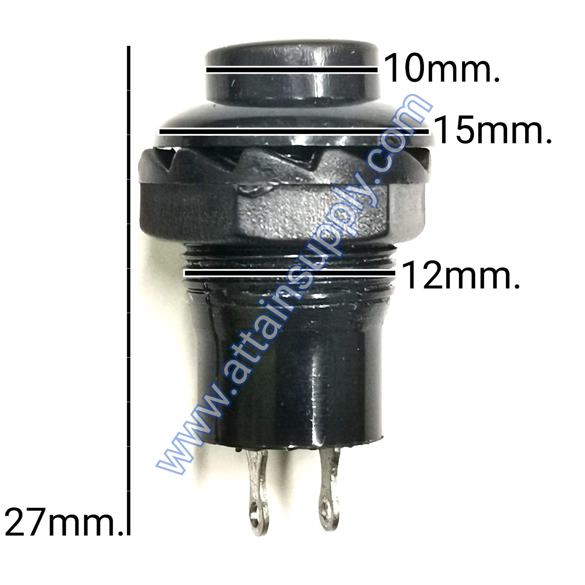 สวิทช์ กดติด-ปล่อยดับ/กลมเงาแหวนพลาสติก-สีดำ