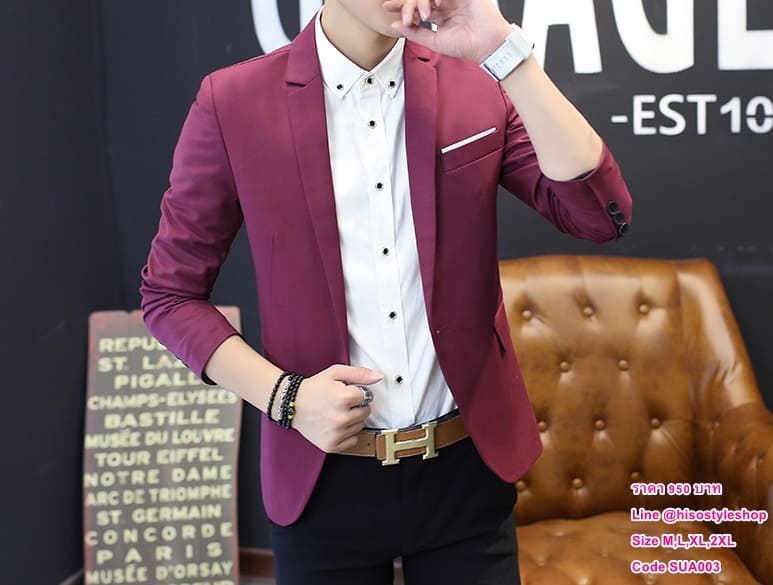 สูท,เสื้อสูท ผ้าคอตตอน เกรดA สีแดง พร้อมส่ง M,L