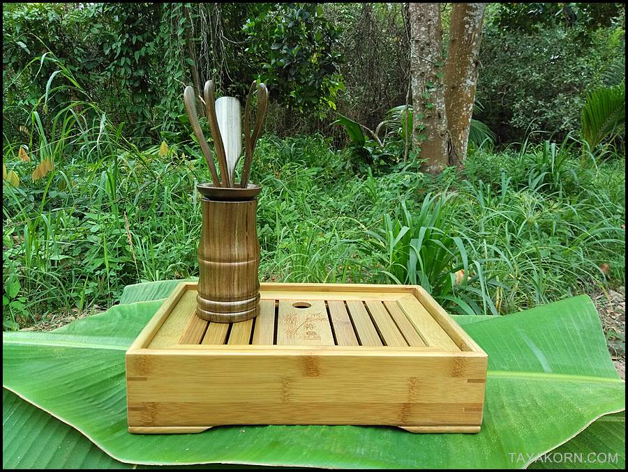 ถาดรองน้ำชาไม้ไผ่ แบบA1 Bamboo Tea Tray Tyle A1( สีเขียว )