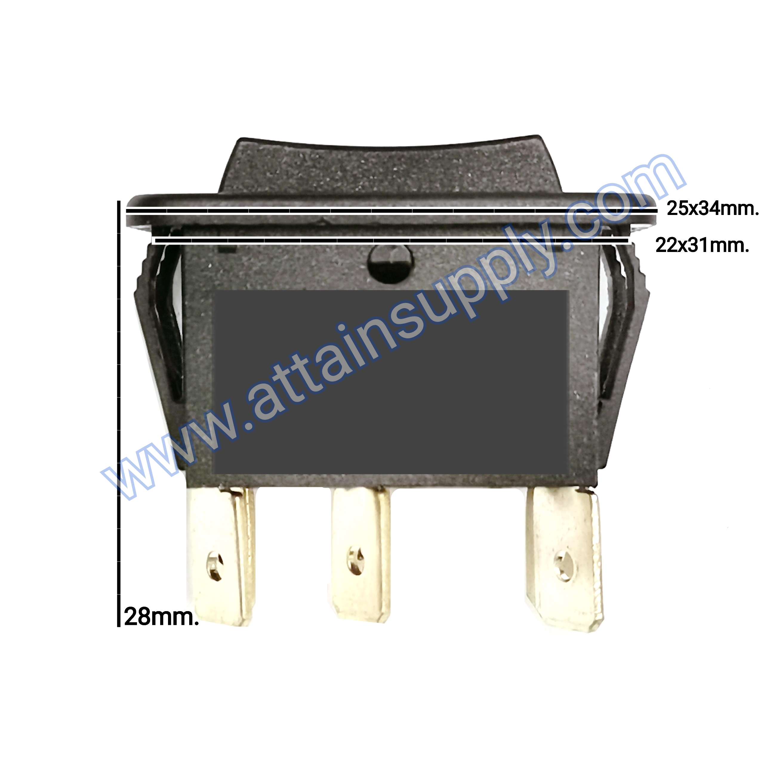 สวิทช์ I-O-II เหลี่ยมใหญ่*รุ่นเด้งกลับ 6ขา*เฉียง/ไม่มีไฟ-สีดำ