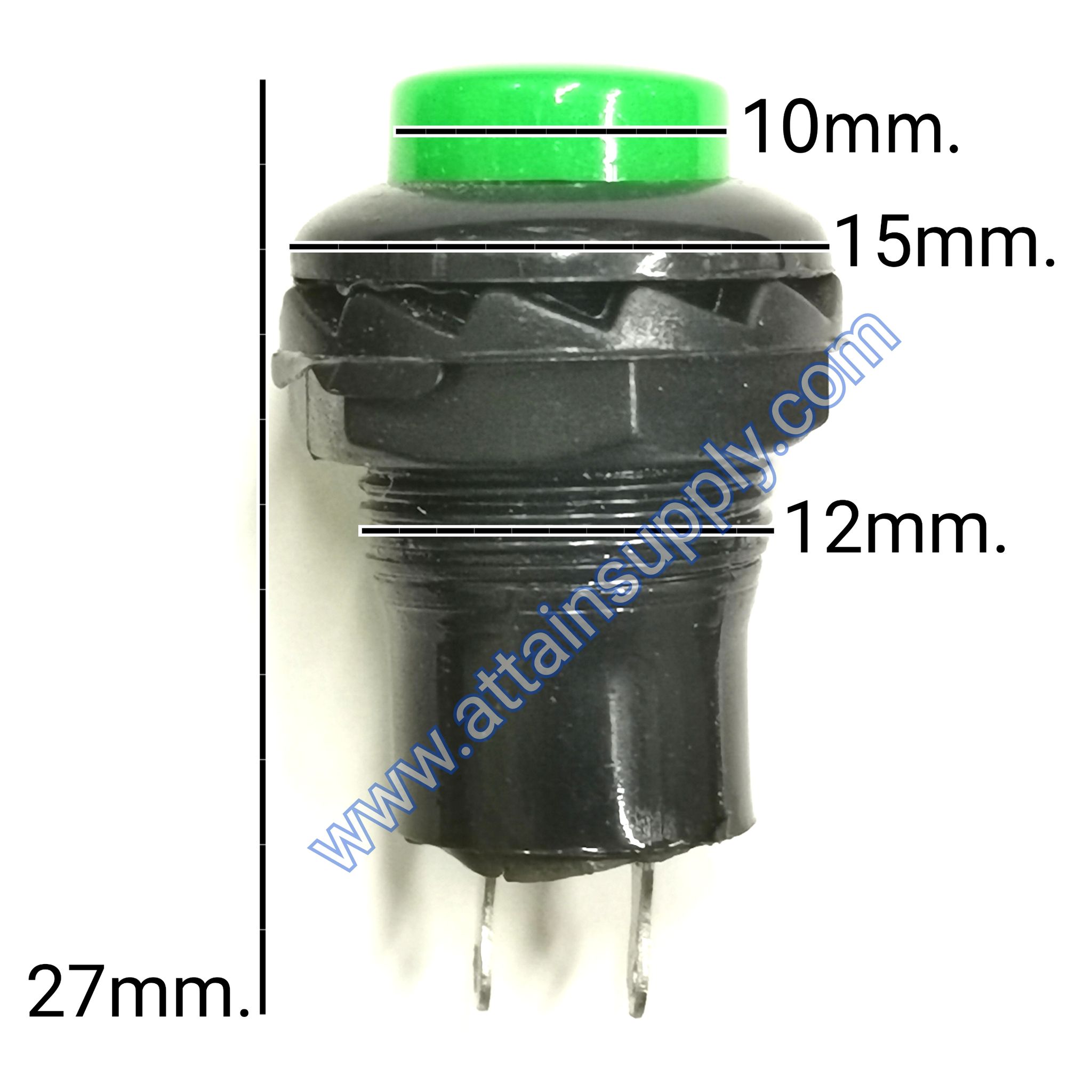 สวิทช์ กดติด-ปล่อยดับ/กลมเงาแหวนพลาสติก-สีเขียว