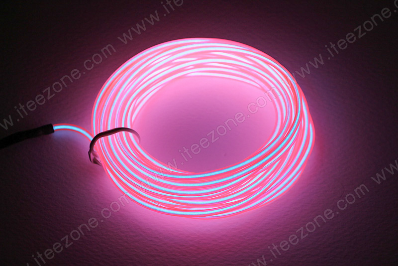 EL Wire 5 เมตร + รางถ่าน AA 2 ก้อน / สีชมพู