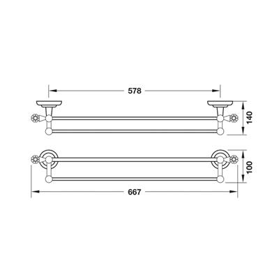 HAFELE ราวแขวนผ้าคู่ HAFELE รุ่น 495.80.057 ขนาด 60 ซม. โครเมียม