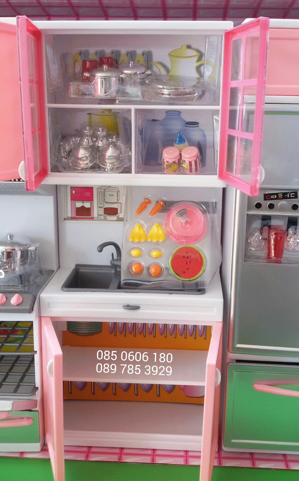 ชุดห้องครัวของเล่นเด็ก มีไมโครเวฟ มีตู้เย็น Modern Kitchen