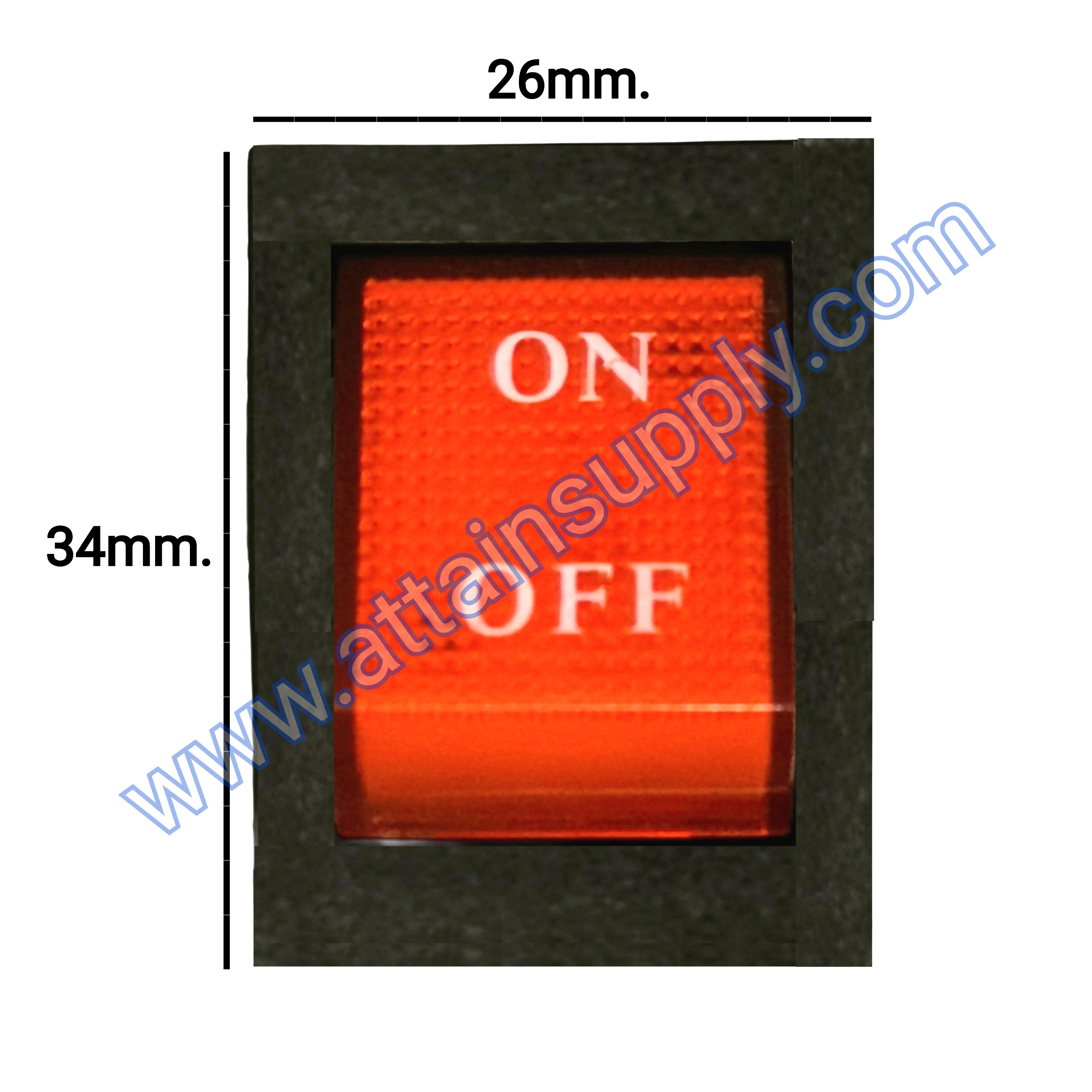 สวิทช์ ON-OFF เหลี่ยมใหญ่ 12V./4ขา มีไฟ-สีแดง (แบบหนา)