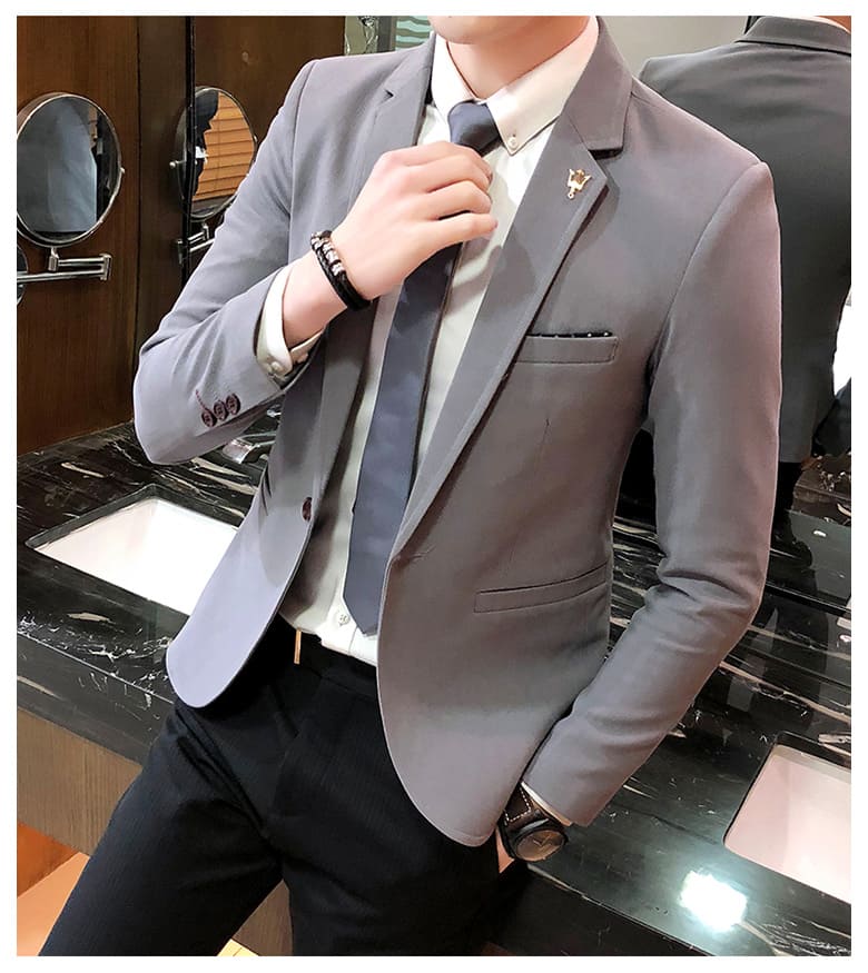 เสื้อสูทเกรด A สีเทา ผ้าคอตตอน L,XL