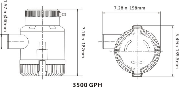 ปั๊มน้ำแบบแช่ DC 12V รุ่น 3700-GPH ( ส่งสูง 7 เมตร ) อัตรา 14,000 ลิตร/ชม.
