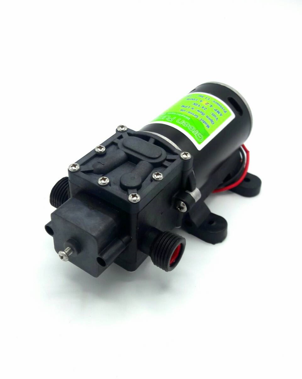ปั๊มน้ำ ปั๊มพ่นยา DC24V GREEN-08 แรงดัน 11 บาร์ แบบเกลียวนอก 1/2" (No Pressure switch) SKU-519