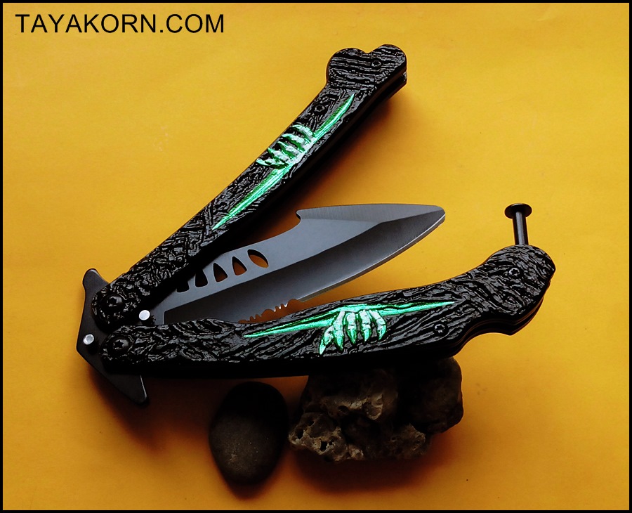 มีดซ้อมควง เดอะโครว์อีกาดำ The Crow Balisong Trainer Knife