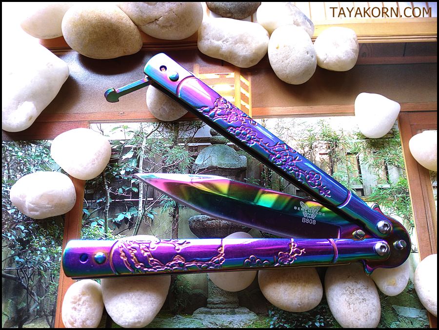 มีดควง เรนโบว์ซากุระบาลิซอง Rainbow Sakura Balisong Knife TKBS-SK55