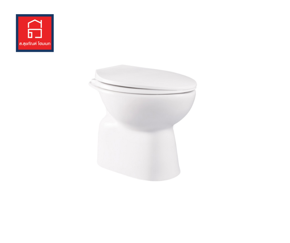 สุขภัณฑ์นั่งราบราดน้ำ แบบหน้ายาว NC-9501 รุ่นVIVA สีขาว