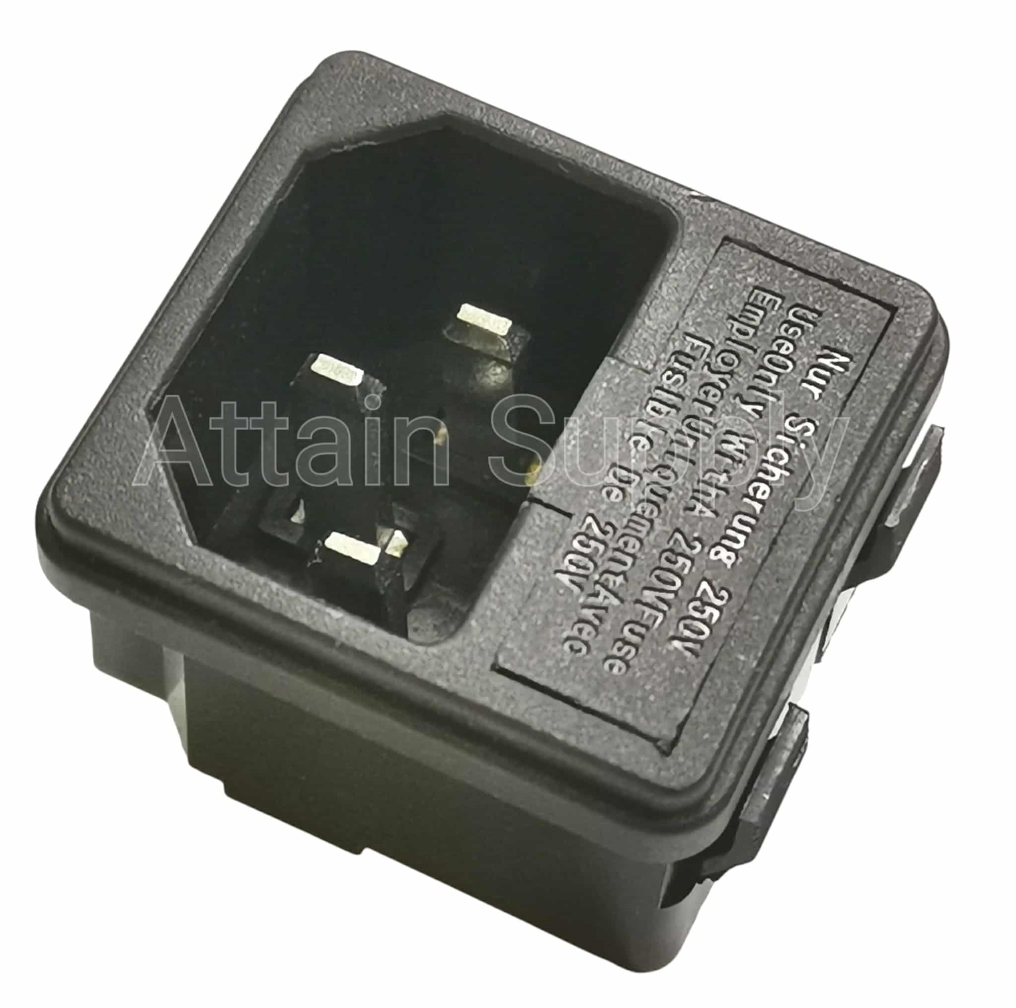 เต้ารับAC-3ขาผู้+ช่องฟิวส์ ติดแท่น ขอบริมล็อค