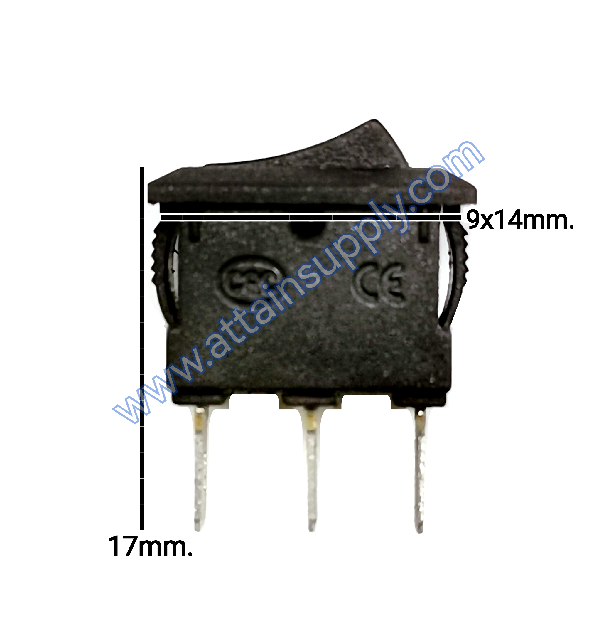 สวิทช์ IOเหลี่ยมจิ๋ว 3ขา/ไม่มีไฟ-สีดำ