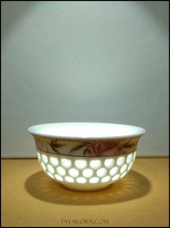 จอกชา ลายฉลุ บุปผาชาติชมพู