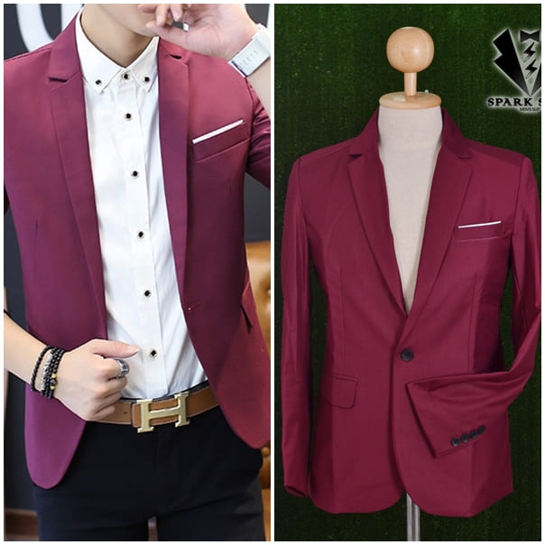 สูท,เสื้อสูท ผ้าคอตตอน เกรดA สีแดง พร้อมส่ง M,L