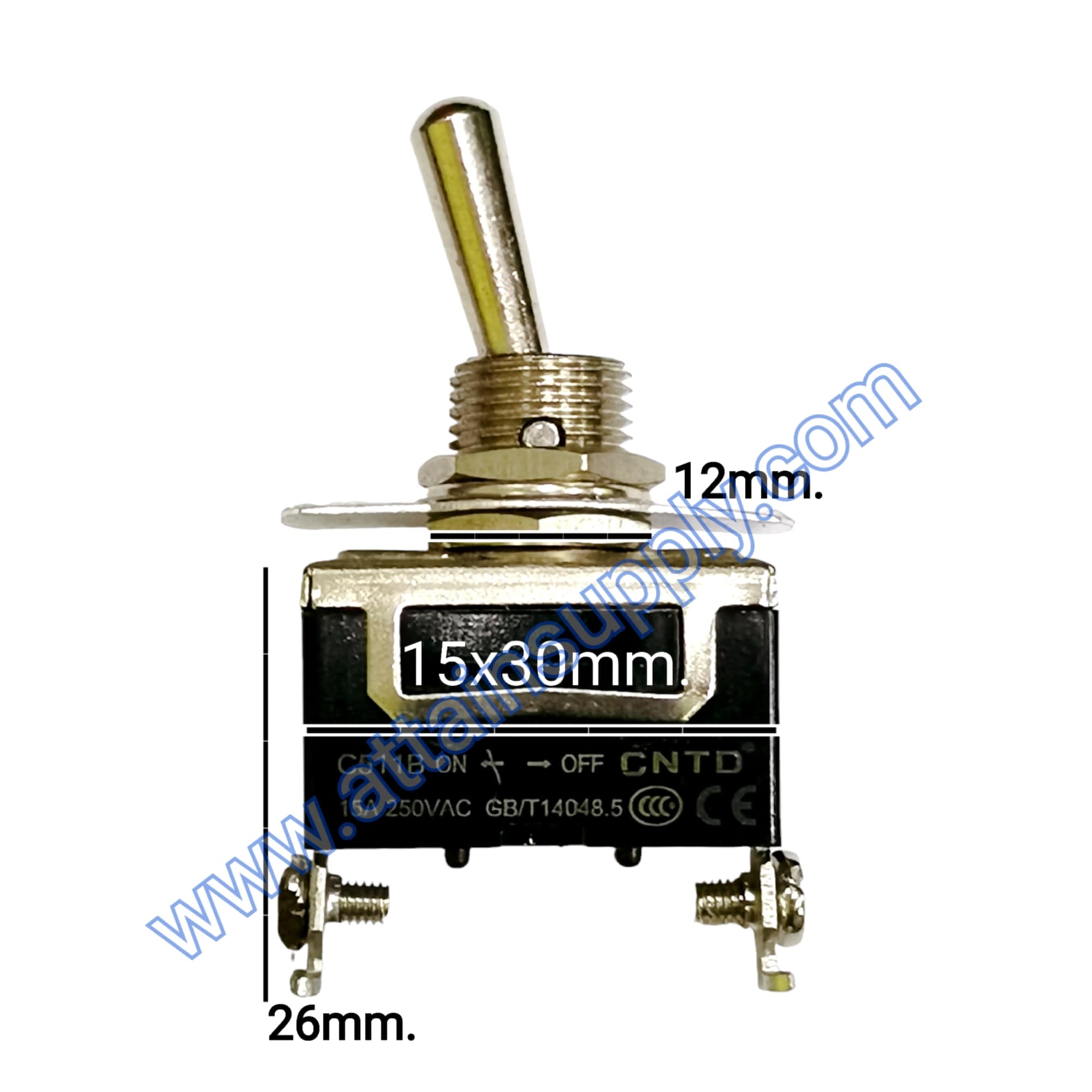 สวิทช์โยก ON-OFF 2ขา-แบบขันน็อต/สีดำ HIGH QUALITY