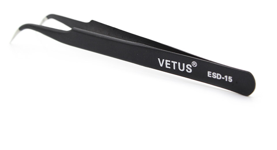 VETUS ESD-15 Stainless Steel Curved Tweezers (125mm)