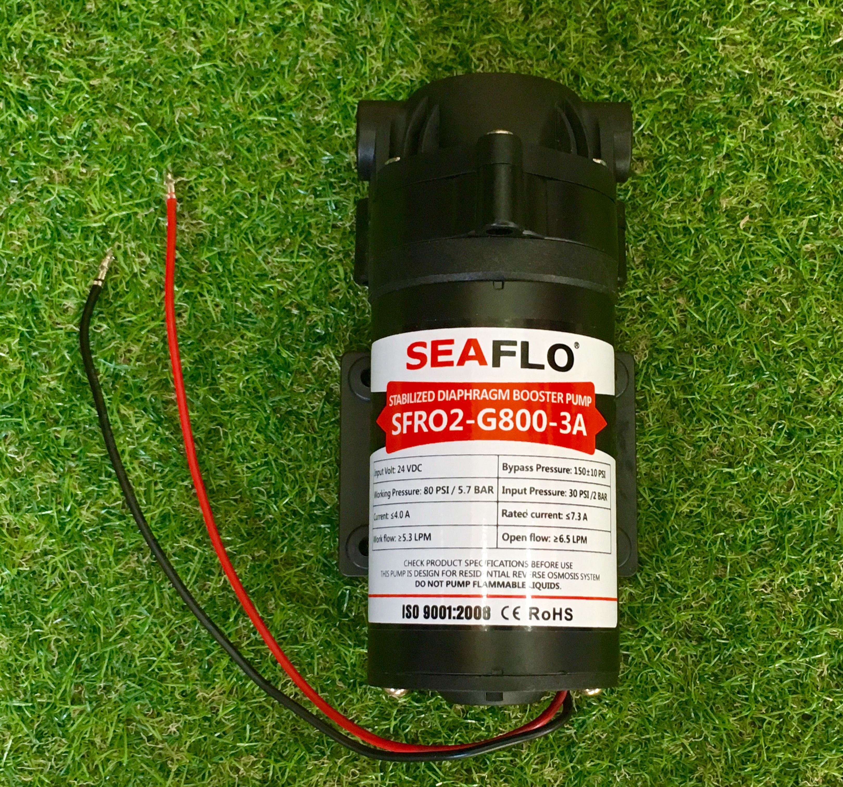 ปั๊มน้ำ ปั๊มอัดเมมเบรน เครื่องกรองน้ำ เครื่องพ่นหมอก SEAFLO RO Pump DC24V 150PSI 800G ( 10 บาร์ )