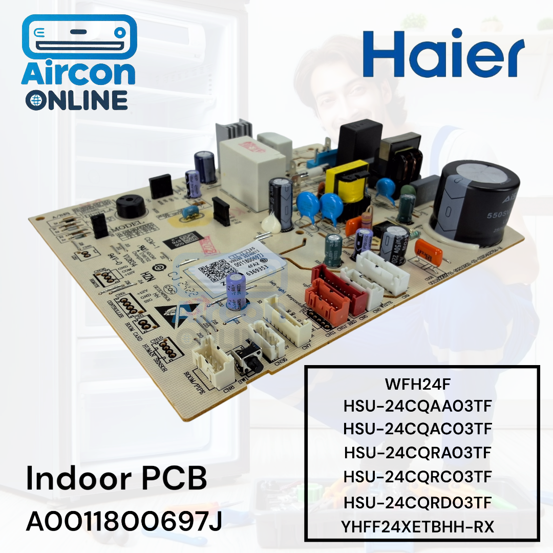 Indoor PCB แอร์ Haier รหัส A0011800697J ( 0697J ) สำหรับรุ่น WFH24F, HSU-24CQAA, HSU-24CQAC, YHFF24XETBHH-RXและอื่นๆ ของแท้ มือ 1