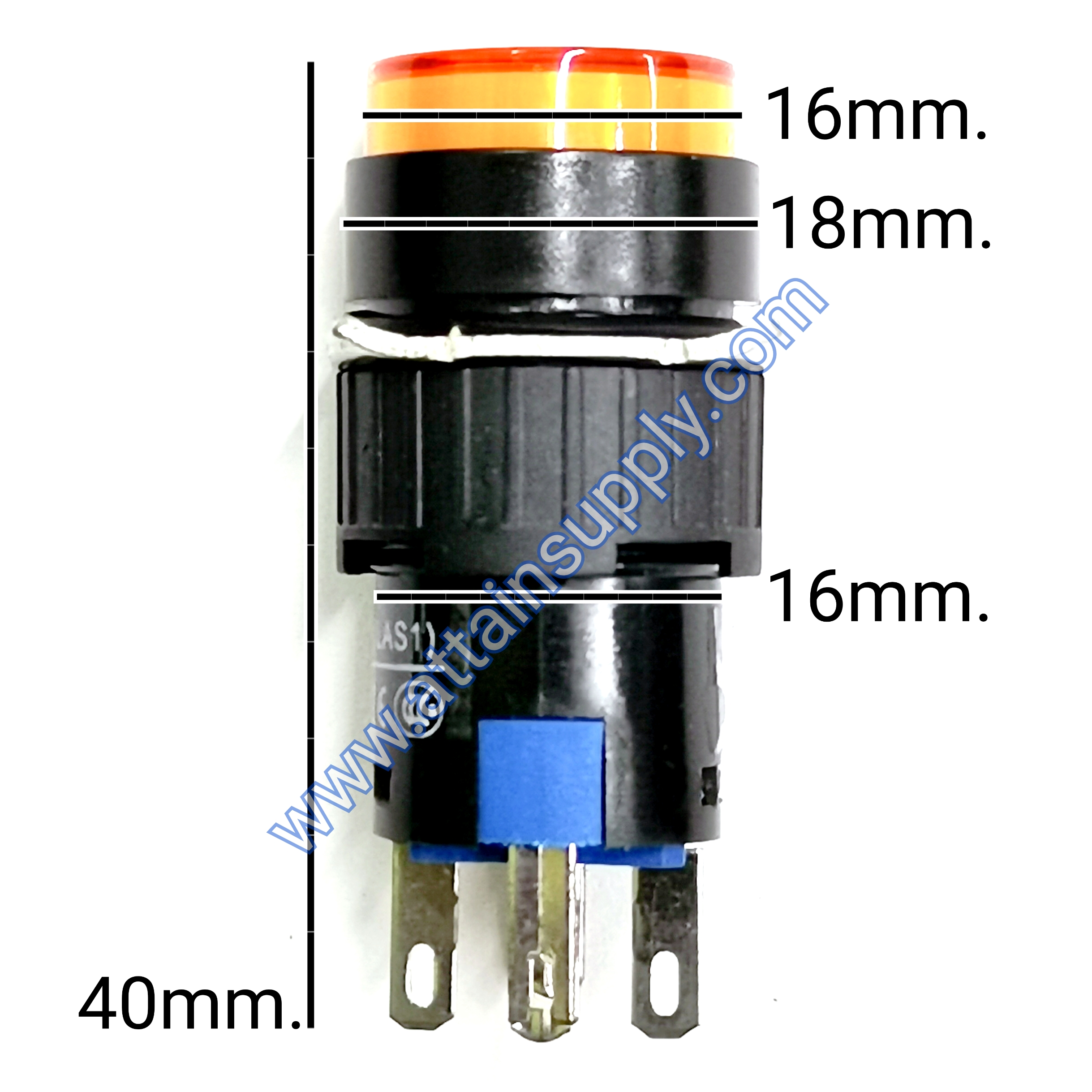 สวิทช์ กดติด-ปล่อยดับ/กลมมีไฟ12V/5ขา*สีเหลืองส้ม