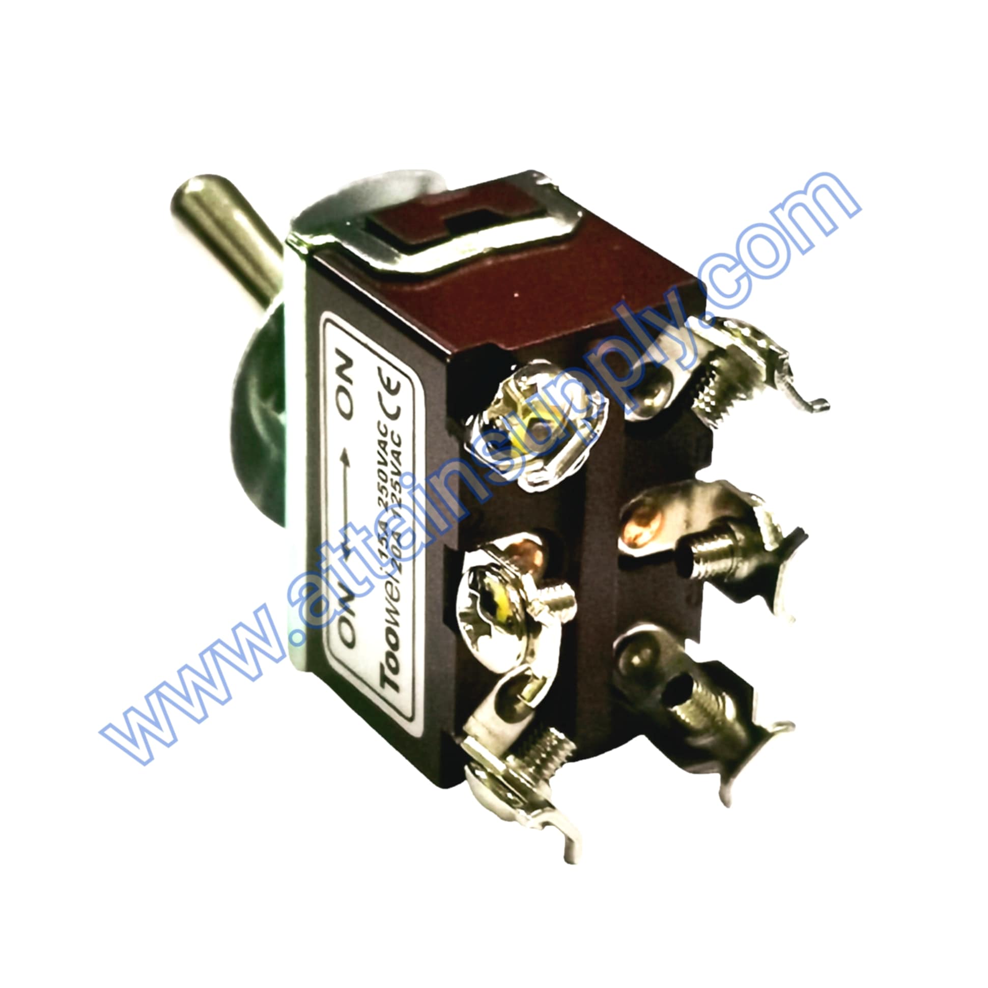 สวิทช์โยก ON-ON 6ขา-แบบขันน็อต/สีน้ำตาล Toowei