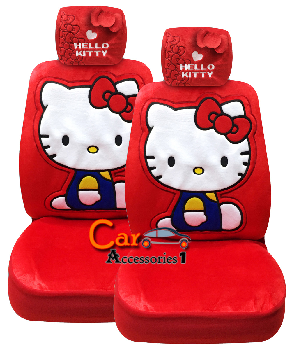 หุ้มเบาะพร้อมหุ้มหัวเบาะรถยนต์คิตตี้ Hello Kitty เซ็ท 4 ชิ้น (หุ้มเบาะ 2 ชิ้น+หุ้มหัวเบาะ 2 ชิ้น) ลิขสิทธิ์แท้คอลเล็คชั่นล่าสุด ราคาพิเศษ