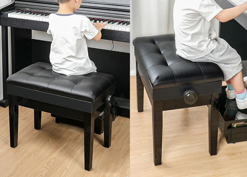 เก้าอี้เปียโน ปรับระดับได้ มีช่องเก็บของ เบาะหนัง PU เก้าอี้โต๊ะเครื่องแป้ง เก้าอี้ยาว