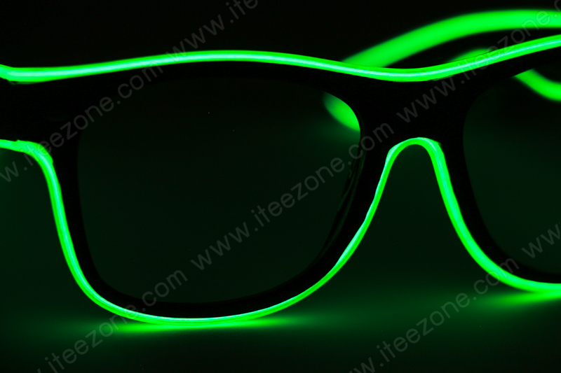 แว่นไฟนีออน + รางถ่าน AA 2 ก้อน / สีเขียวมะนาว