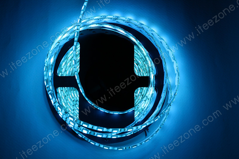 LED Strip เส้น ม้วน 5 เมตร สีฟ้า Ice Blue (กันน้ำ IP65) ไฟเลี้ยงกุ้ง