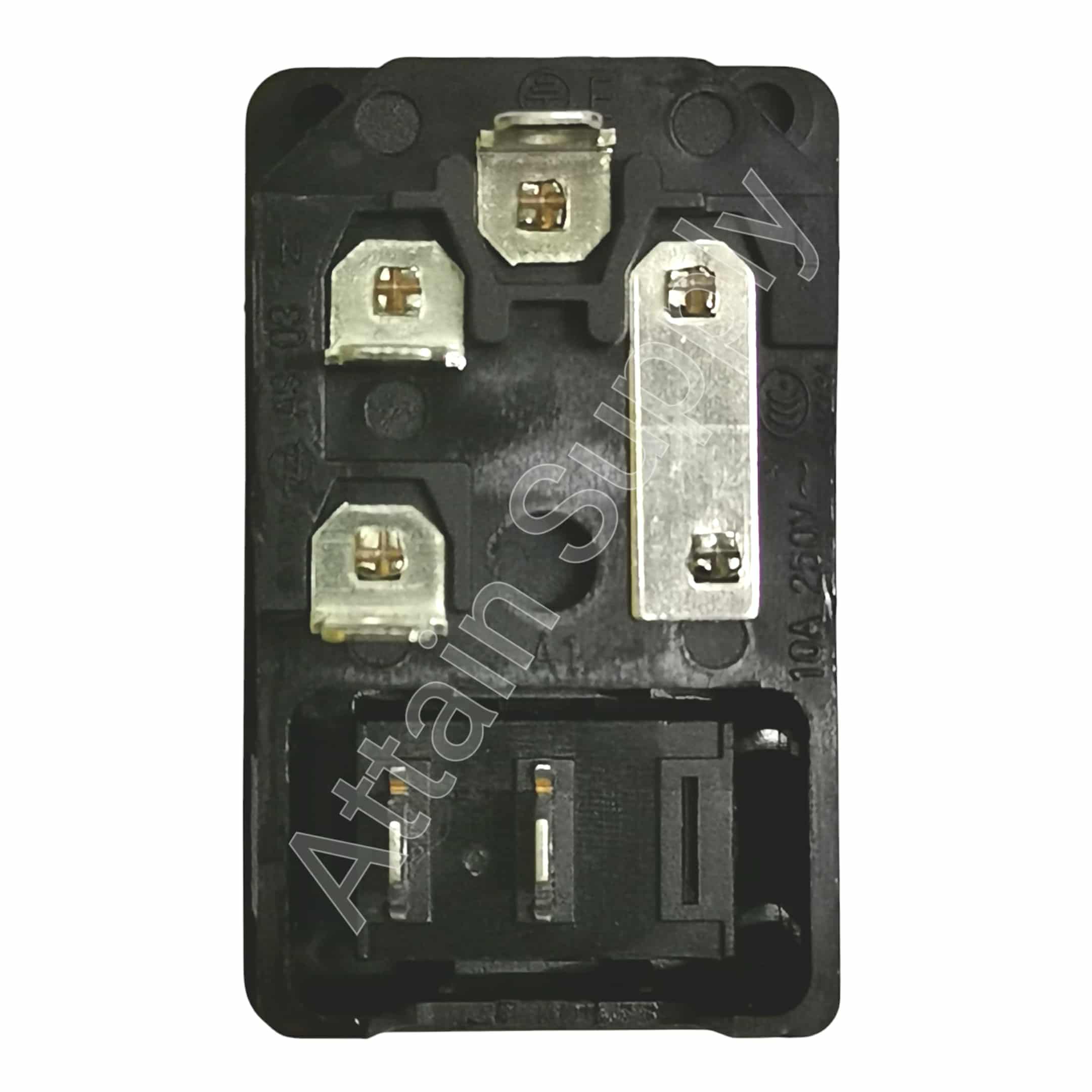 เต้ารับAC-3ขาผู้+ช่องฟิวส์+สวิทช์ ติดแท่น ขอบริมล็อค