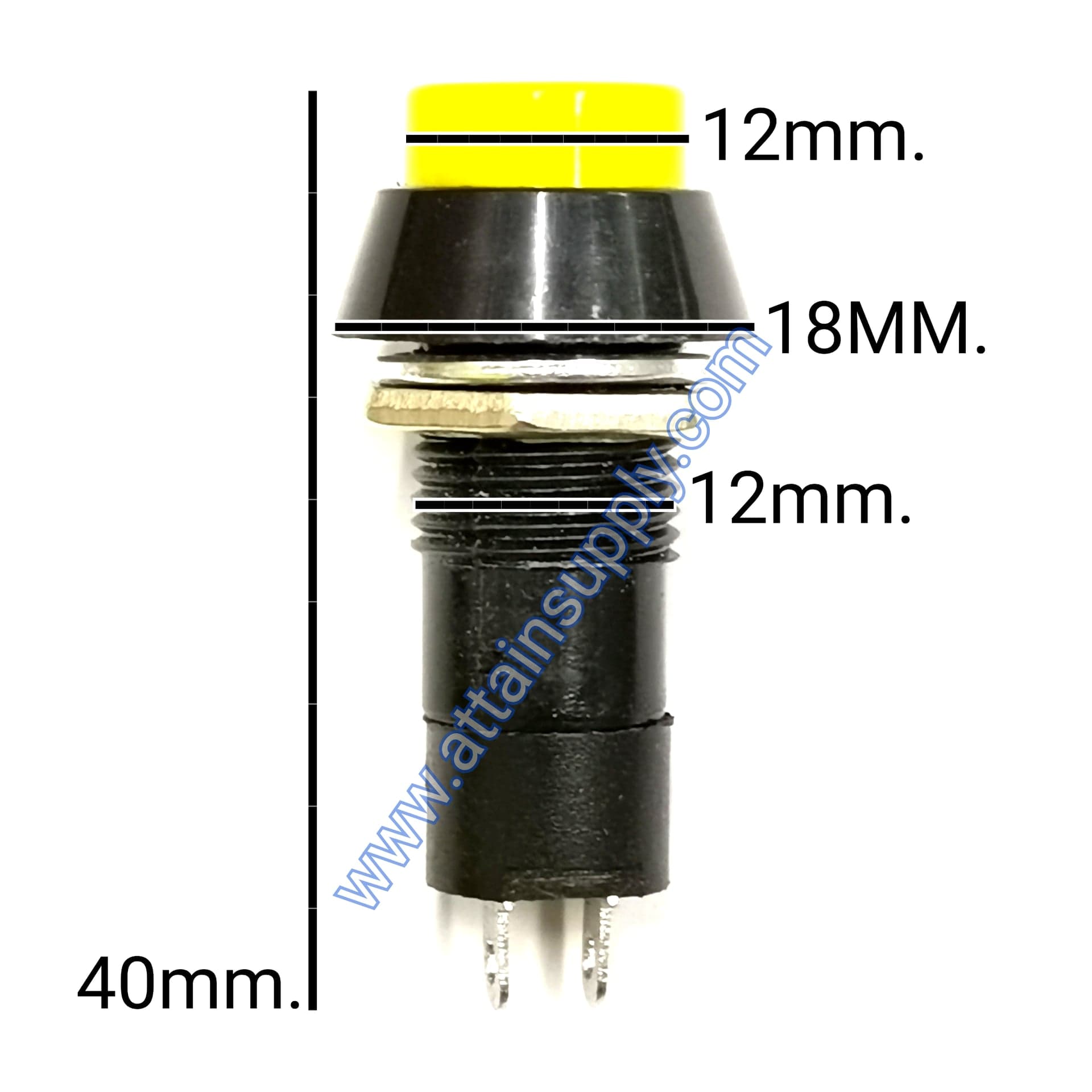 สวิทช์ กดติด-กดดับ/กลมแกนยาว-สีเหลือง