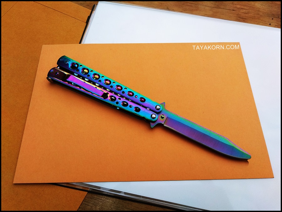 มีดซ้อมควง บาลิซองเรนโบว์ไฟร์ Balisong Rainbow5 Trainer Knife TKBS-BT3TR