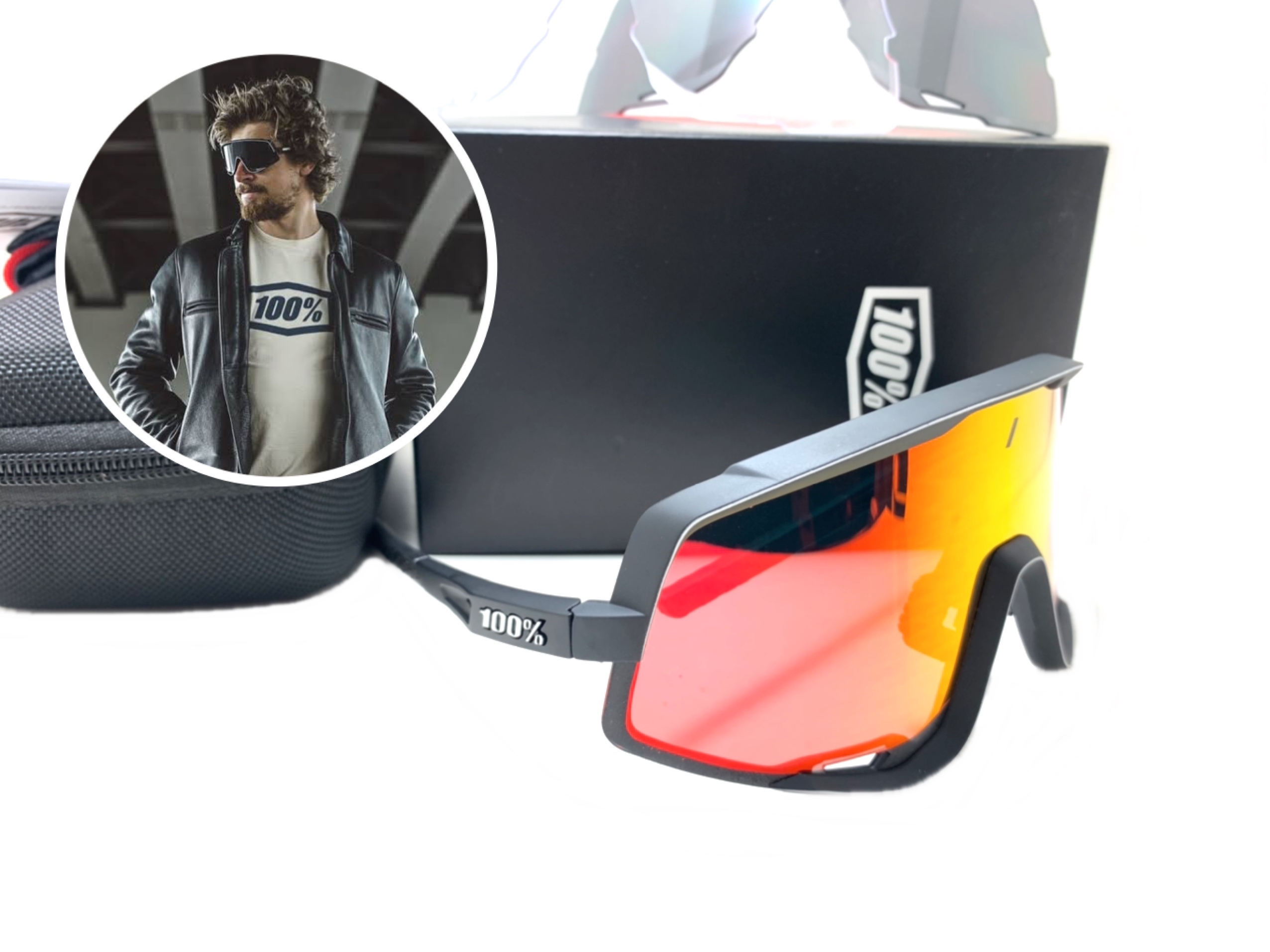 แว่นกันแดด แว่นปั่นจักรยาน 100% Speedcraft Glendale <Soft Tact Red Smoke Lens>