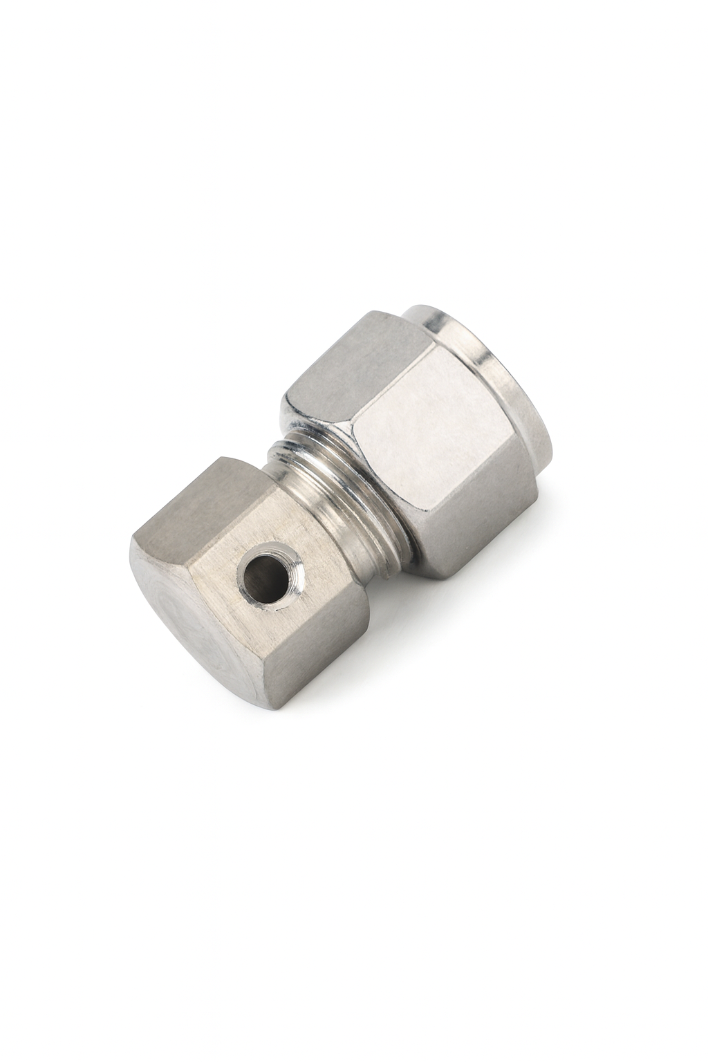 ข้อต่อแรงดันสูง 2 รู 180 องศา เกลียวขันน็อต