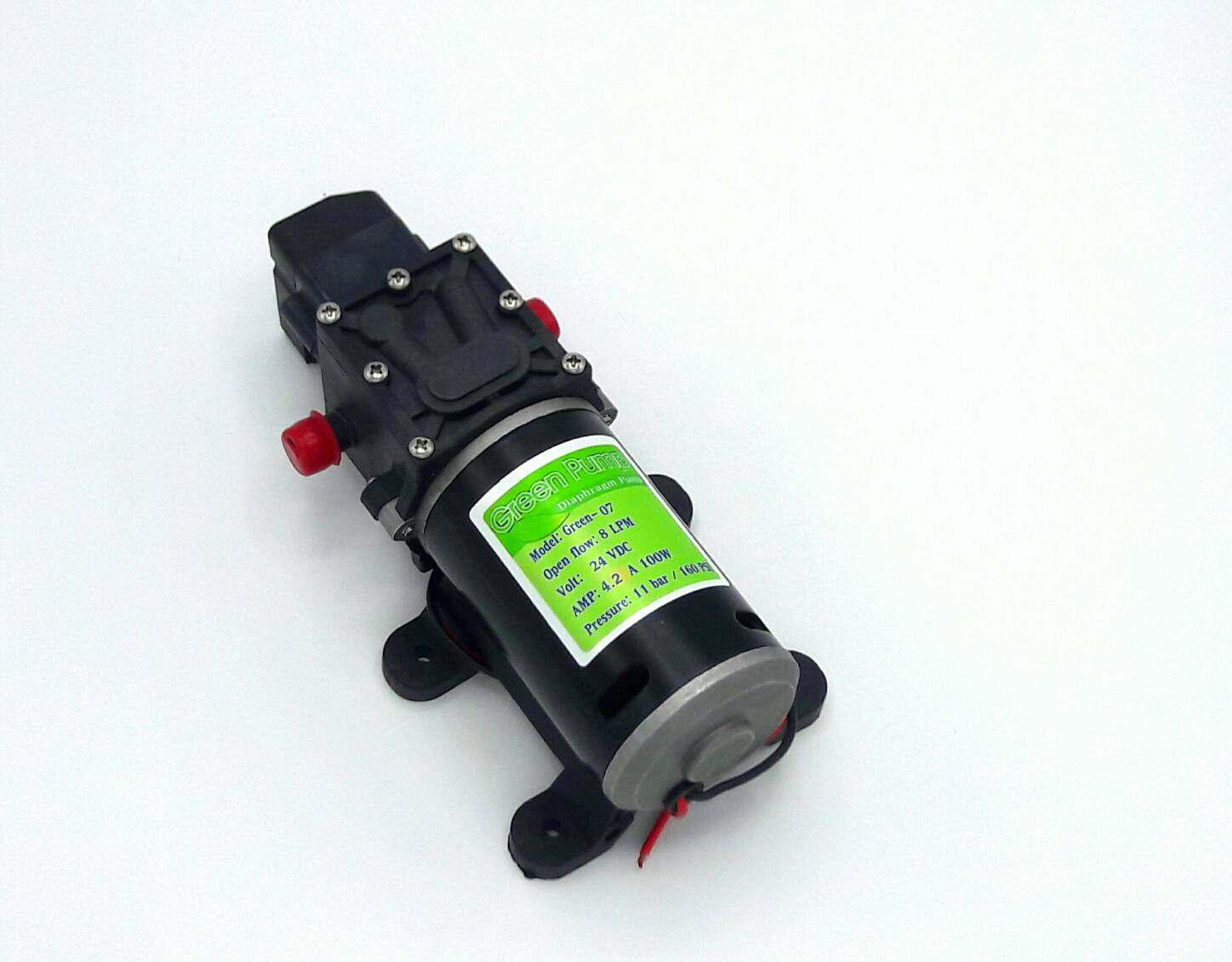 ปั๊มน้ำ ปั๊มพ่นยา DC24V รุ่น GREEN-07 แรงดัน 11 บาร์ แบบเสียบสาย 3/8" SKU-516