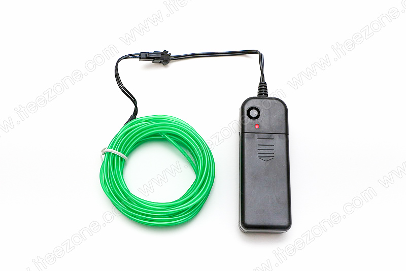 EL Wire 5 เมตร + รางถ่าน AA 2 ก้อน / สีเขียวเข้ม