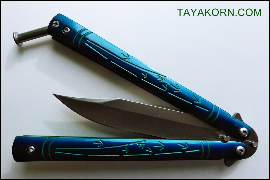 มีดบาลีซอง ใบไผ่น้ำเงิน Blue Bamboo Balisong TKBS-BT2
